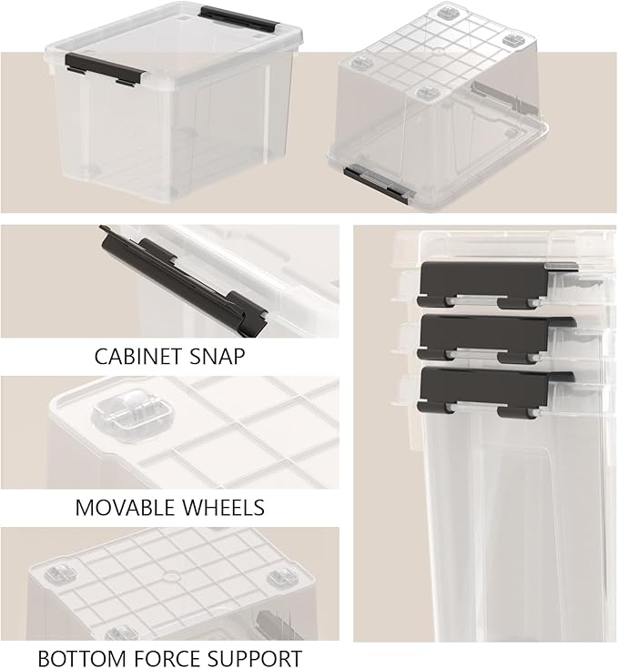 4-Pack 50 Quart Large Clear Storage Box, Plastic Storage Latch Bin - Image 3