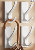 White Self Adhesive Coat Hooks for Hanging, Heavy Duty Stainless Double Wall by pickpiff