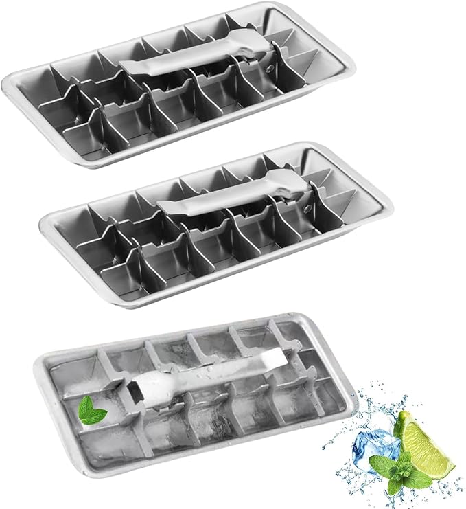 3 Pack Stainless Steel Ice Cube Trays, 18 Slot Ice Tray by STARPIA