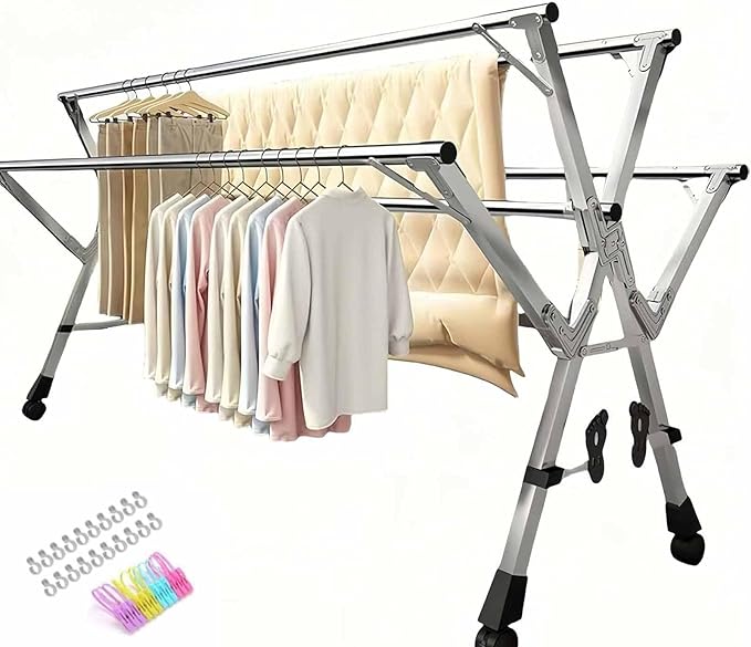 5Poles Clothes Drying Rack, Stainless Steel Laundry Rack by Unknown