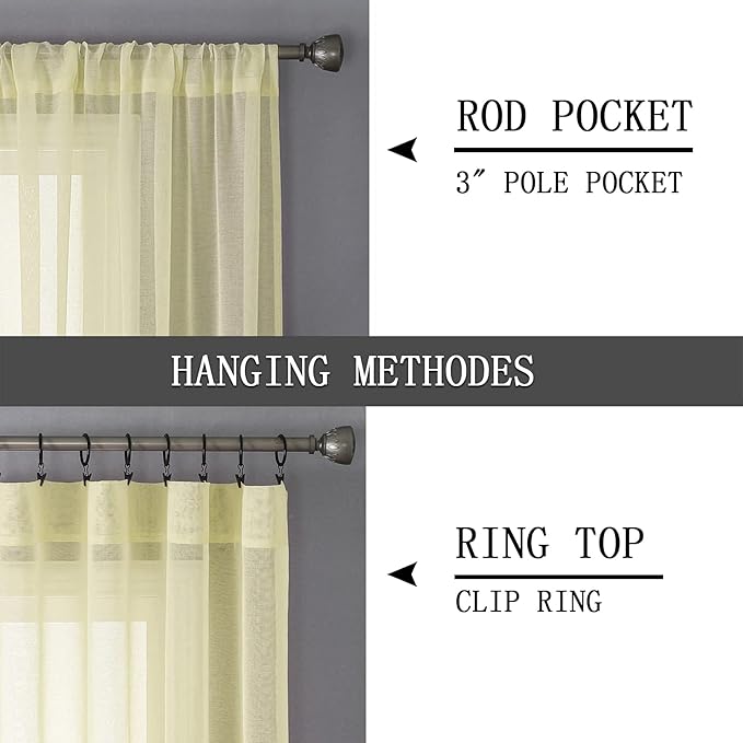 Tollpiz Short Sheer Curtain Living Room Linen Textured Curtains Sheer Light - Image 5