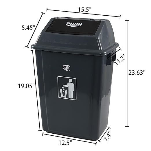 13 Gallon Plastic Swing Lid Trash Can, Outdoor Garbage Can, 4 Pack - Image 2