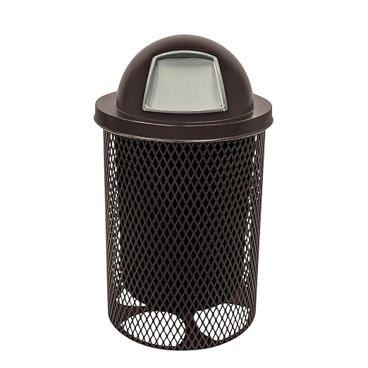 COATEDOUTDOORFURNITURE RDT-BRW Heavy Duty 32 Gallon Round Trash Receptacle by CoatedOutdoorFurniture