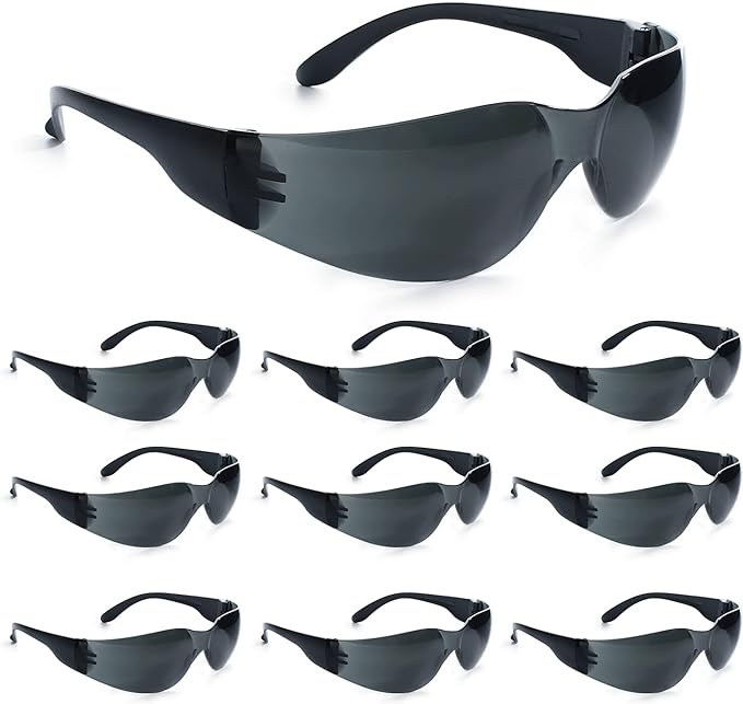 amoolo Tinted Safety Glasses Bulk of 48, Protective Safety Sunglasses, Dark by amoolo