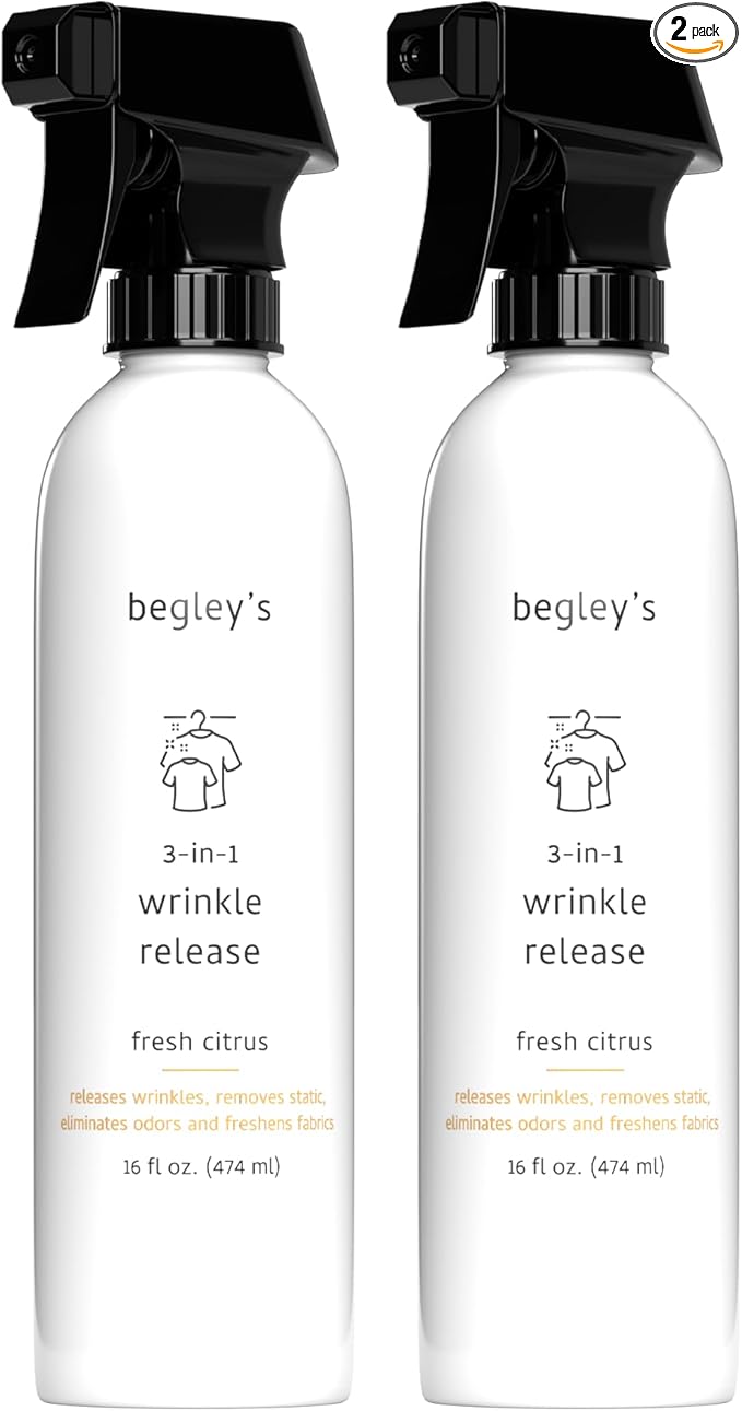 Begley's 3-in-1 Wrinkle Remover, Quick Fix Wrinkle Release, Static Cling Remover by Begleys