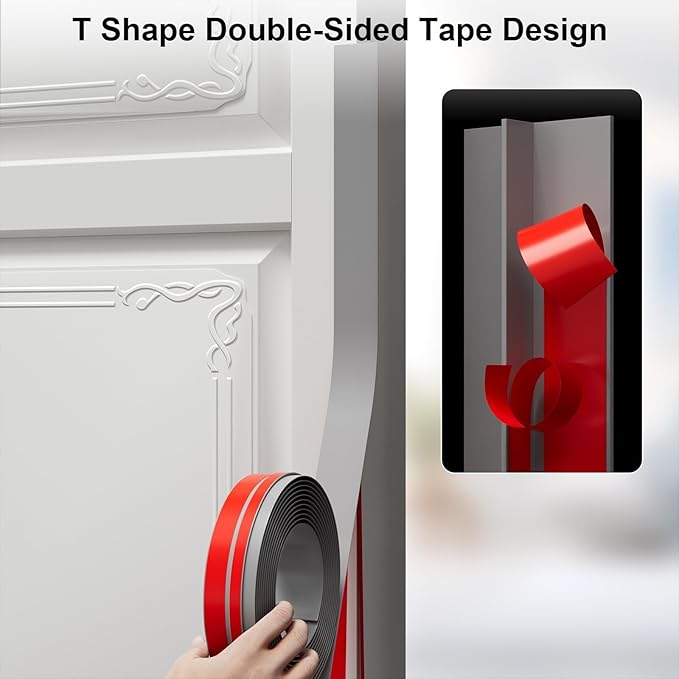 T-Shaped Door Draft Stopper, 1.97 in x 20 Ft Silicone Seal Strip - Image 2