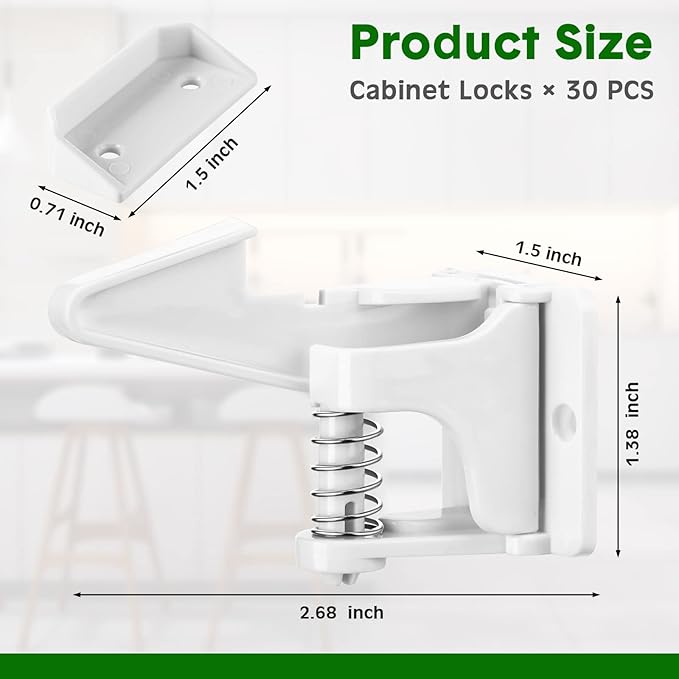 Tuanse 30 Pcs Cabinet Locks Invisible Safety Drawer Latches - Image 2