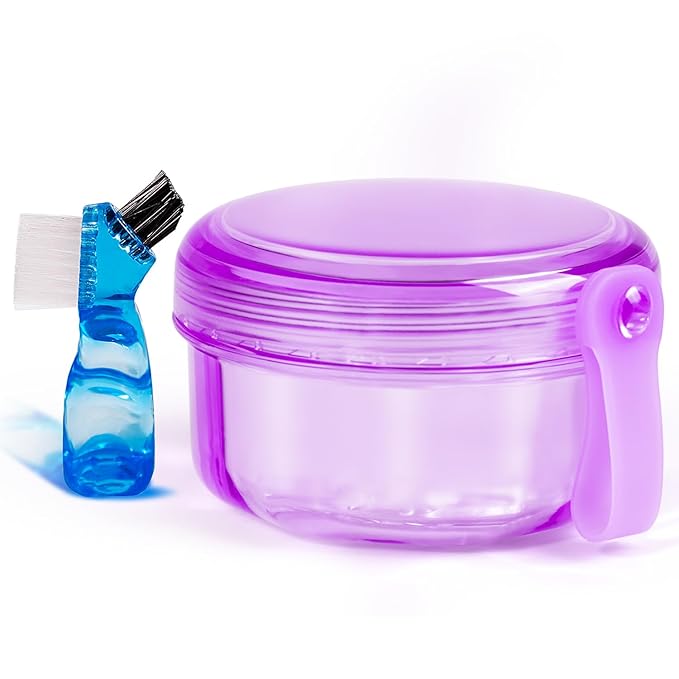 Leak Proof Purple Denture Cups for Soaking Dentures, Partial Denture Bath Case - Image 9