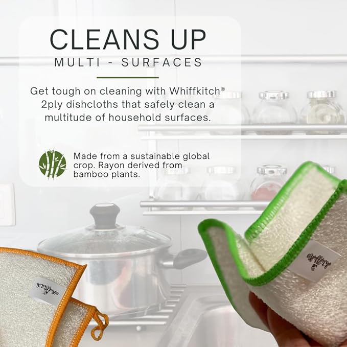 Whiffkitch Dishcloths Dishrags for Kitchen and Household Cleaning 6x7 6-Pack - Image 3