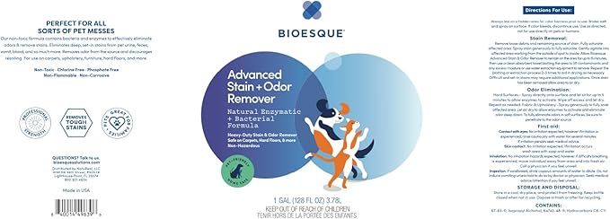 Bioesque Advanced Stain + Odor Remover, Pet-Friendly Natural Enzymatic & - Image 7