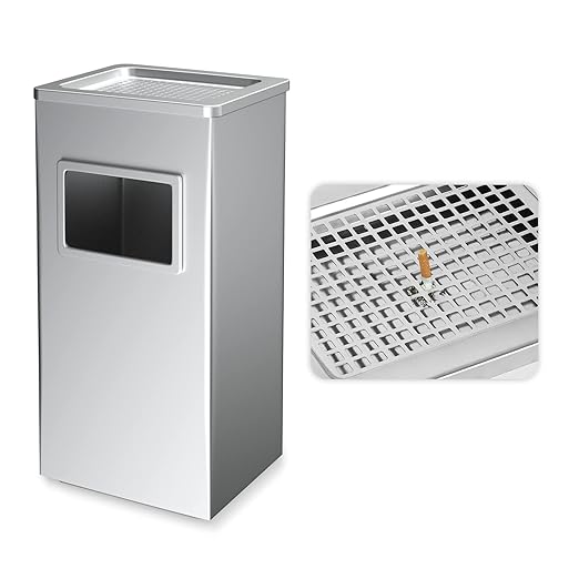 BEAMNOVA Trash Can Indoor Outdoor Metal Stainless Steel Commercial Garbage Can by BEAMNOVA