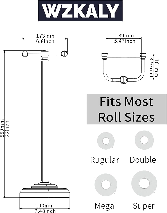 Black Toilet Paper Holder Stand, Matte Black Toilet Paper Holder Free Standing - Image 9