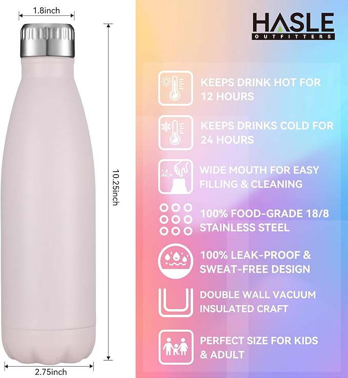 HASLE OUTFITTERS 17oz Stainless Steel Water Bottles, Vacuum Insulated Water - Image 5