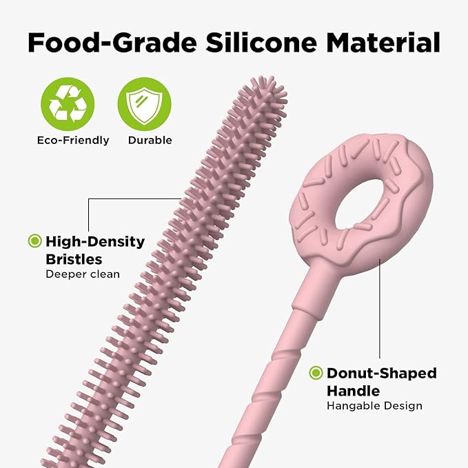 2 Pcs Silicone Straw Cleaner Brush, Extra Long Cleaning Brushes - Image 4
