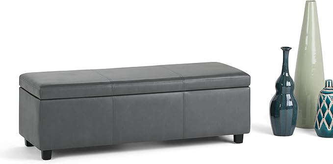 SIMPLIHOME Avalon 48 inch Wide Contemporary Rectangle Storage Ottoman Bench in - Image 4