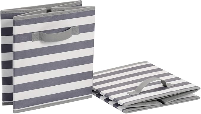 Amazon Basics Cube Organizer Storage Bins Handles, Collapsible Fabric, - Image 4