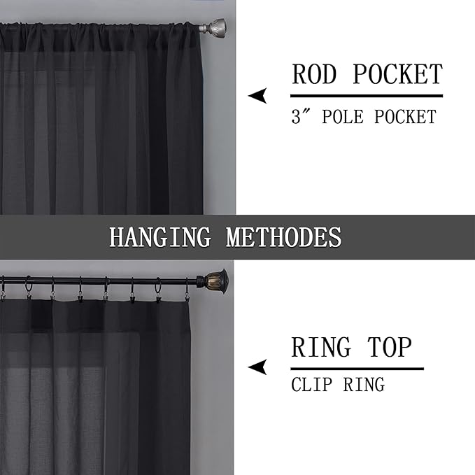 Tollpiz Sheer Curtains Linen Textured Bedroom Curtain Sheers Light Filtering - Image 5