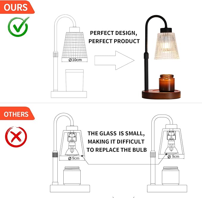 Black Candle Warmer Lamp WithTimer and Dimmer, Fragrance Electric Wax Melt - Image 4