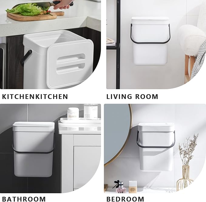Kitchen Compost Bin Indoor for Counter Top, Hanging Small Trash Can - Image 4