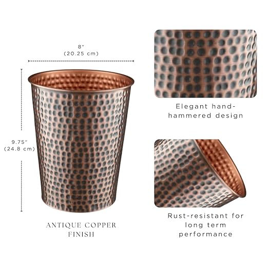 Monarch Abode Handcrafted Metal Wastebasket Trash Can - Image 2