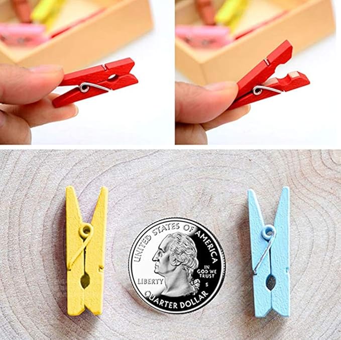 DurReus Small Clothespins Decorations Display Art Project Wood Kitchen Clips - Image 6