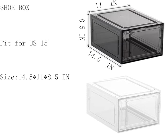 XXL Large Shoe Storage Box, 8 Pack Shoe Boxes Clear Plastic Stackable Fit US 15 - Image 4