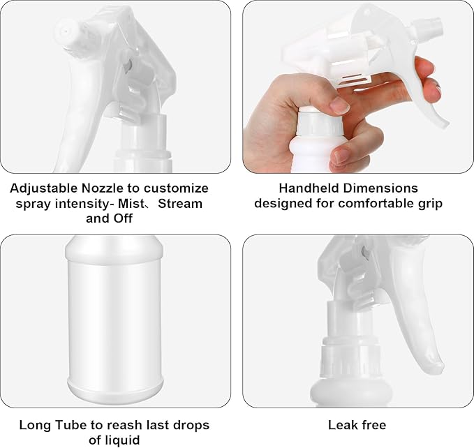 Eccliy 12 Pcs 16 Oz Plastic Spray Bottle, Adjustable Empty Reusable Sprayer - Image 4