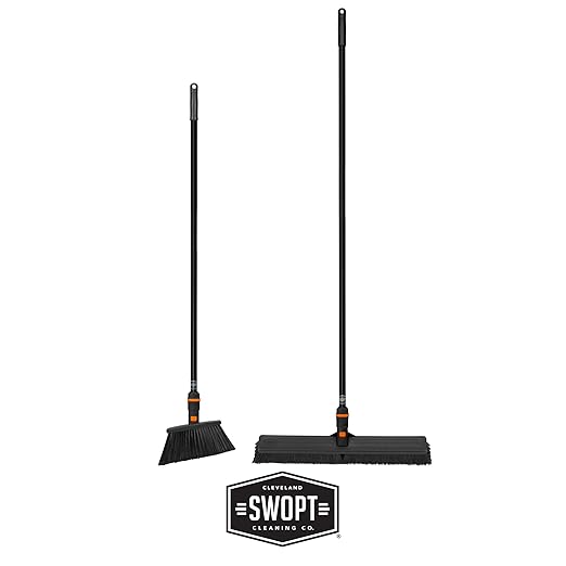 SWOPT 24” Push Broom, Angle Broom + 48” and 60" Steel Handles, Standard Combo — - Image 2