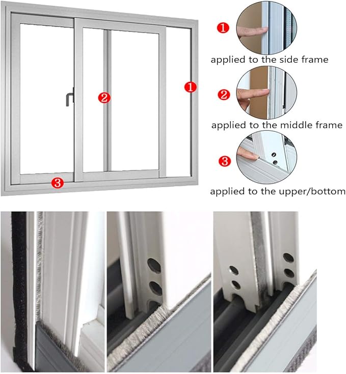 Weather Stripping Brush for Sliding Windows/Doors Frame Side, Pile Self - Image 7