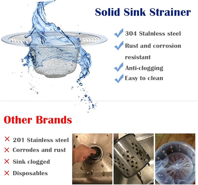 2 Pcs Heavy Duty Stainless Steel Slop Basket Filter Trap, 4.41" Top / 2.44" - Image 6