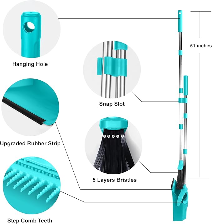 Upgrade Broom with Dustpan Combo Set, Broom and Dustpan Set with 51'' Long - Image 9