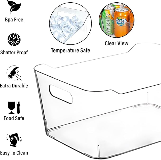 Small Clear Plastic Storage Bins, Fridge Organizer, Cabinet Organizers - Image 5