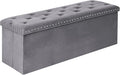 Velvet Storage Ottoman Bench, 43.3" Folding Ottoman by Unknown