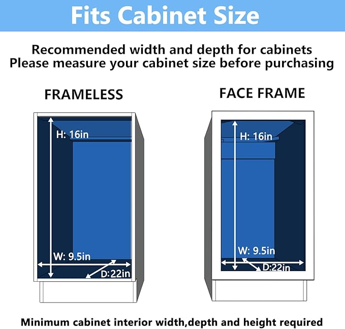 2 Tier Individual Pull Out Cabinet Organizer 9" W x 21½" D, Heavy Duty Cabinet - Image 4