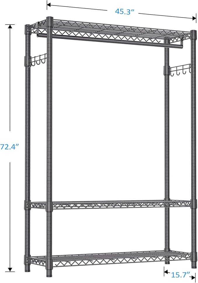 IZEUK 3 Tier Heavy Duty Garment Rack Wire Clothes Rack - Image 7