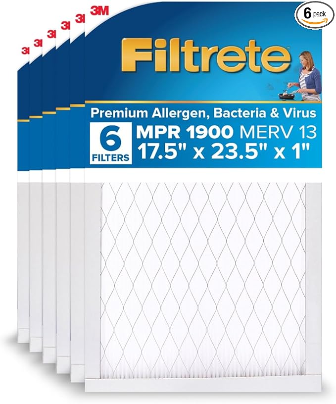 Filtrete 17.5x23.5x1 AC Furnace Air Filter, MERV 13, MPR 1900, Premium Allergen by Filtrete