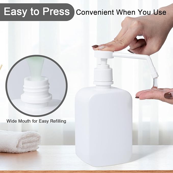 Pump Bottles Dispenser 16.9oz/500ml, 4 Pack Empty Plastic Hand Soap Shampoo - Image 3