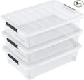 Set of 3 42 L Clear Plastic Under The Bed Storage Bins, Underbed Box by Julyeen