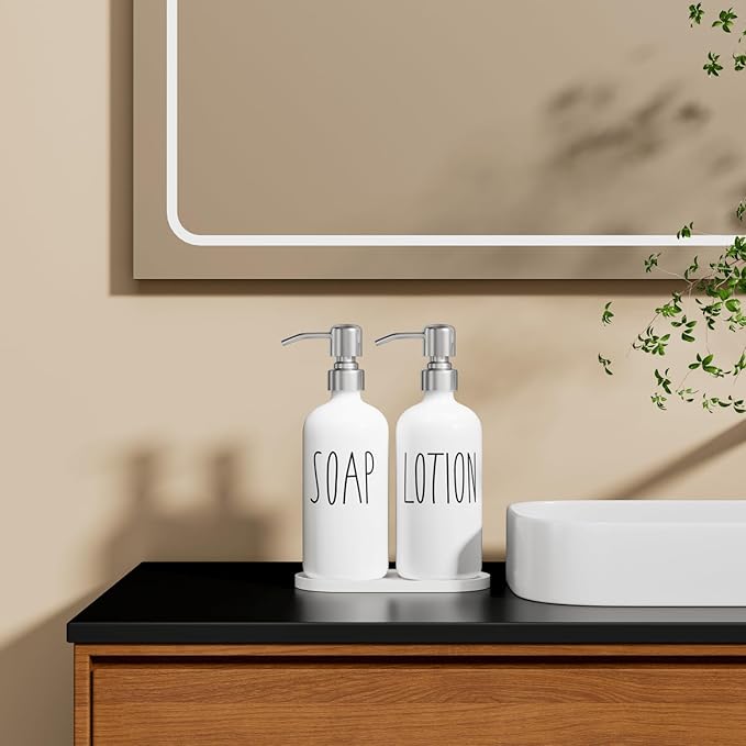MOMEEMO Hand Soap Dispenser for Bathroom, Soap and Lotion Dispenser Set - Image 5