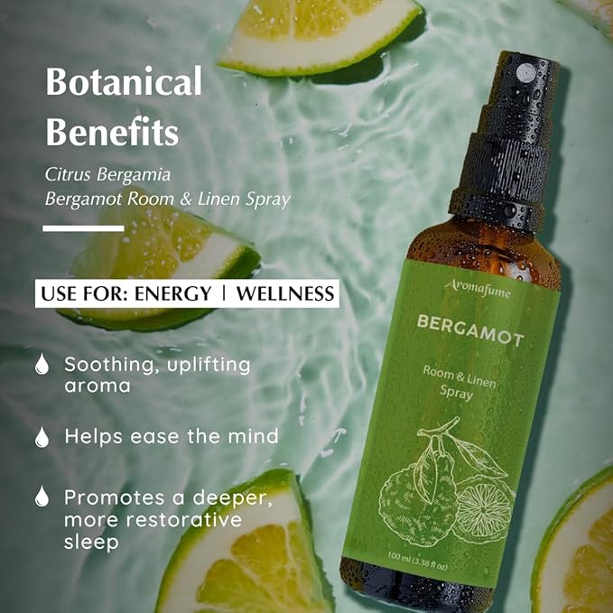 Bergamot Room, Linen & Pillow Spray by Aromafume | 100ml/3.38 fl oz | - Image 2