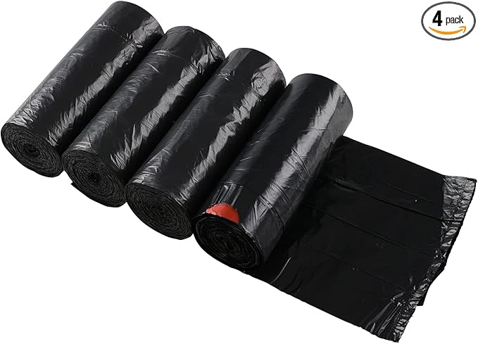 1.5 Gallon Drawstring Trash Bags, Small Black Garbage Bags, 208 Bags by Bblina