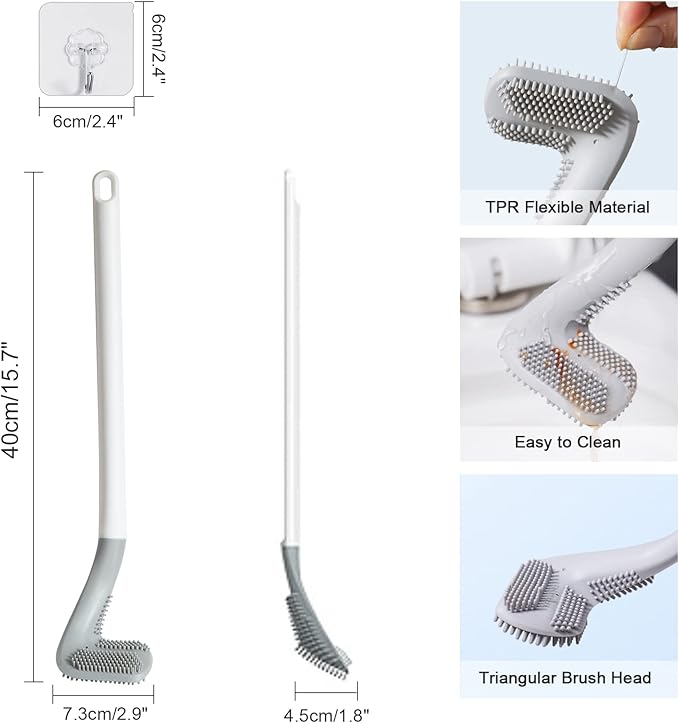 Golf Toilets Brushes, Toilet Cleaning Brush, Flexible Bendable Silicone Long - Image 5