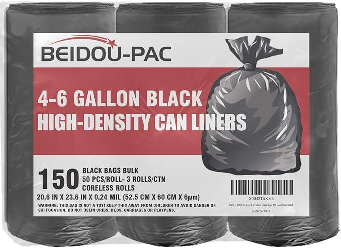 4-6 Gallon Trash Bags, Industrial, Commercial, Janitorial by BEIDOU-PAC