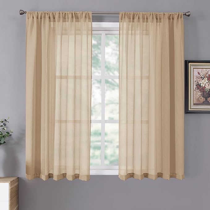 Tollpiz Sheer Curtains Living Room Linen Textured Curtain Sheers Light by Tollpiz
