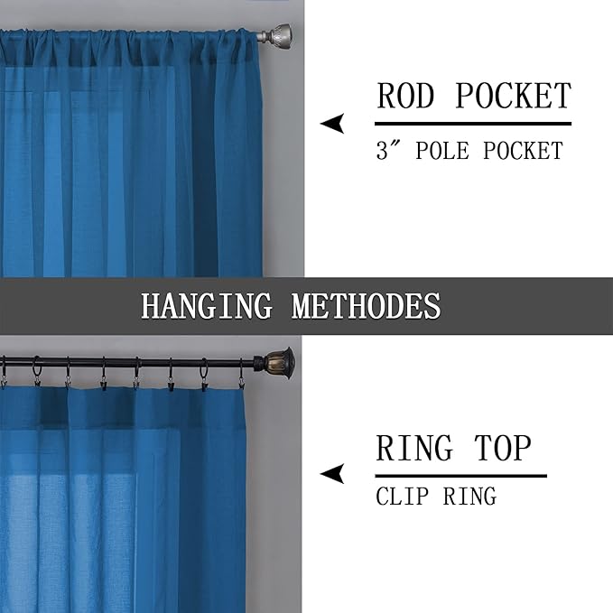 Tollpiz Sheer Curtain Linen Textured Living Room Curtains Sheer Light Filtering - Image 5