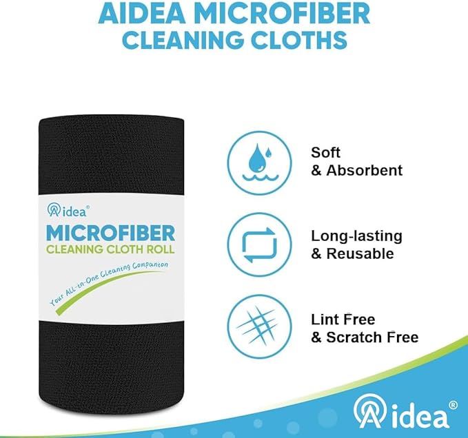 AIDEA Microfiber Cleaning Cloth 330 Sheets 6 Roll, Shop Rags Washable, Cleaning - Image 3