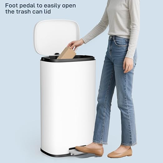 Arlopu 8 Gallon Step Trash Can, Stainless Steel Garbage Bin, Soft-Close Rubbish - Image 9