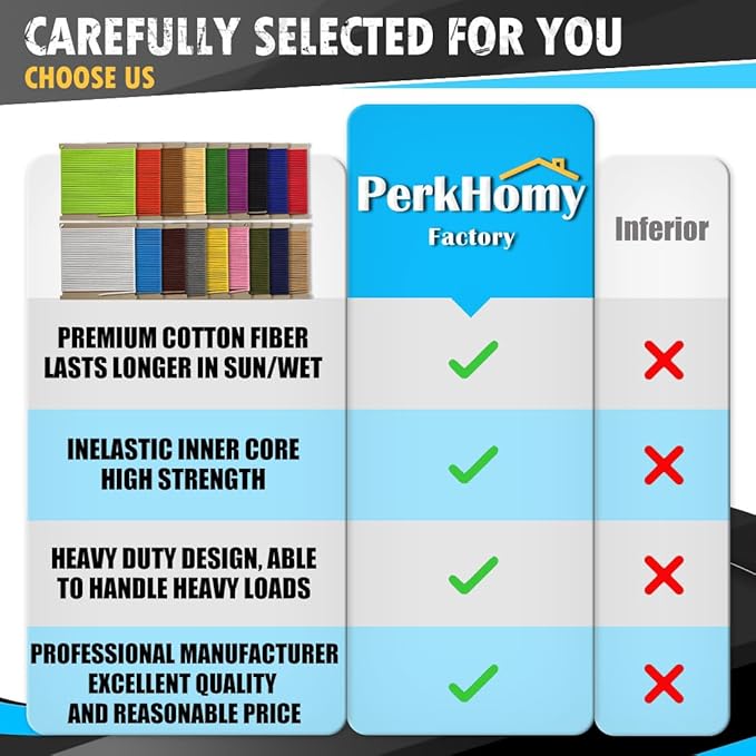 PerkHomy 500lb Cotton Rope 3/16" 50 ft Multi Purpose Utility Diamond Braided - Image 4