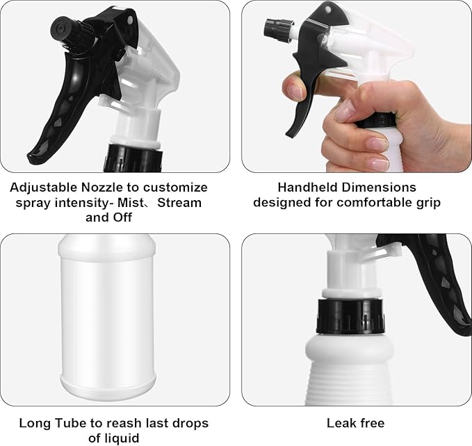 Eccliy 12 Pcs 16 Oz Plastic Spray Bottle, Adjustable Empty Reusable Sprayer - Image 3