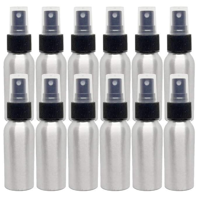 2 fl oz Aluminum Bottle with Black Spray Cap by Greenals